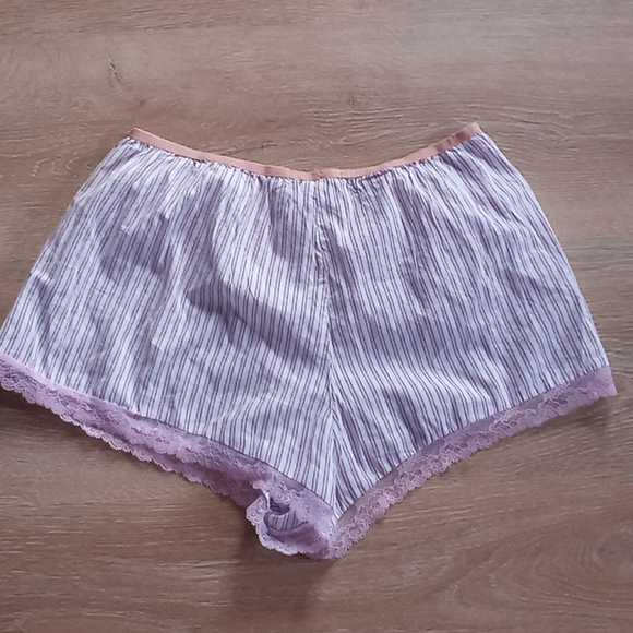 VICTORIA'S SECRET Soft Cotton Sleep Shorts Lace Stripes - Picture 4 of 11